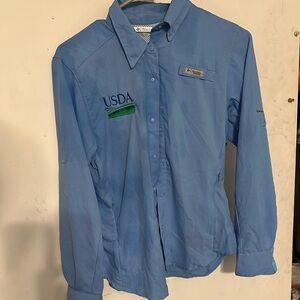 Columbia Blue Casual Button Down Shirt